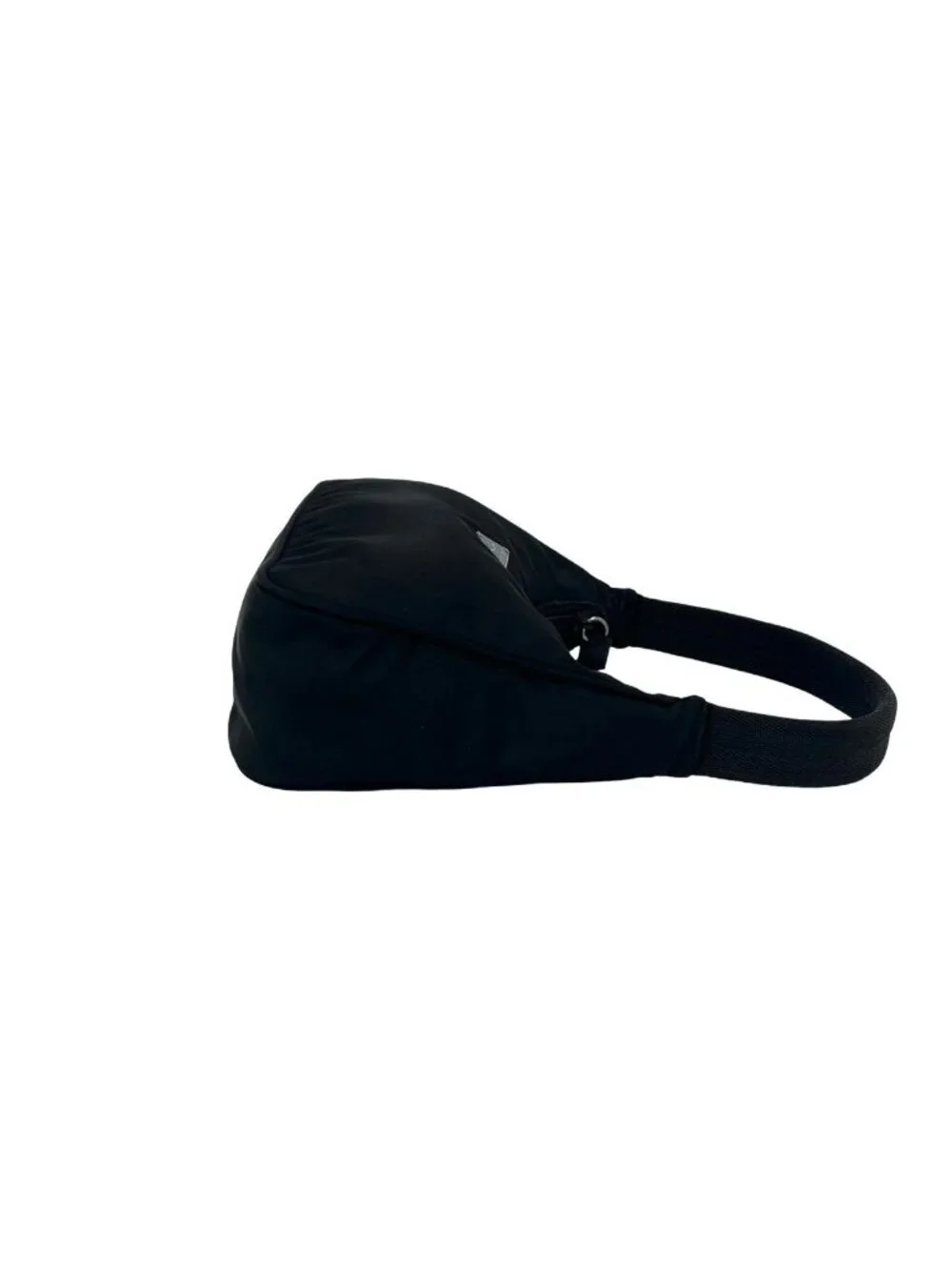 Prada Triangle Logo Plate Tessuto Nylon Mini Handbag Pouch Black